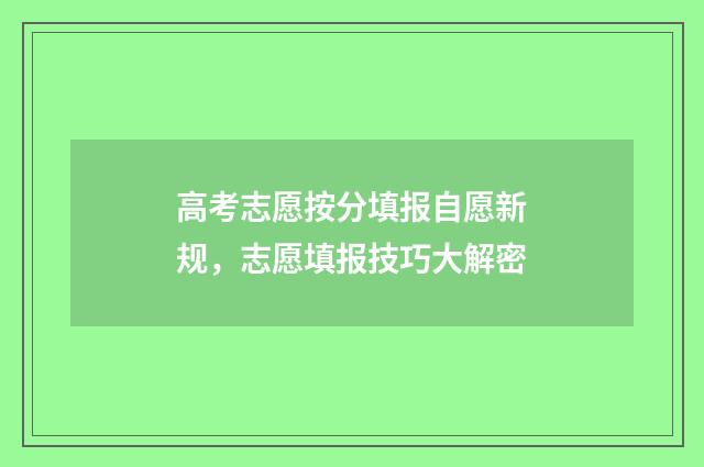 高考志愿按分填报自愿新规，志愿填报技巧大解密