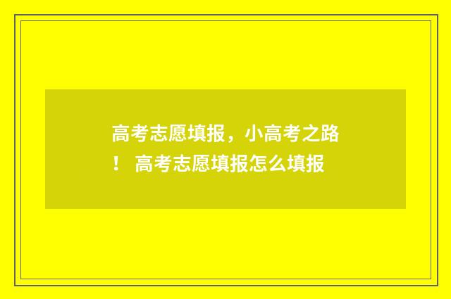 高考志愿填报，小高考之路！ 高考志愿填报怎么填报