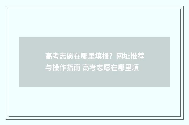 高考志愿在哪里填报？网址推荐与操作指南 高考志愿在哪里填
