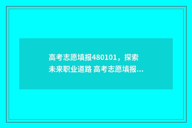 高考志愿填报480101，探索未来职业道路 高考志愿填报488能上哪个学校
