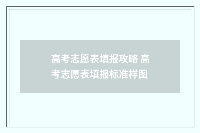 高考志愿表填报攻略 高考志愿表填报标准样图