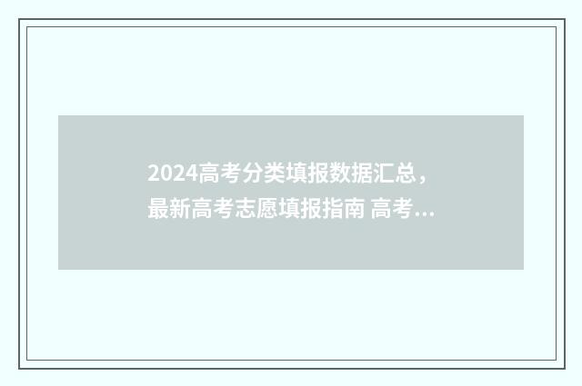 2024高考分类填报数据汇总，最新高考志愿填报指南 高考2024年