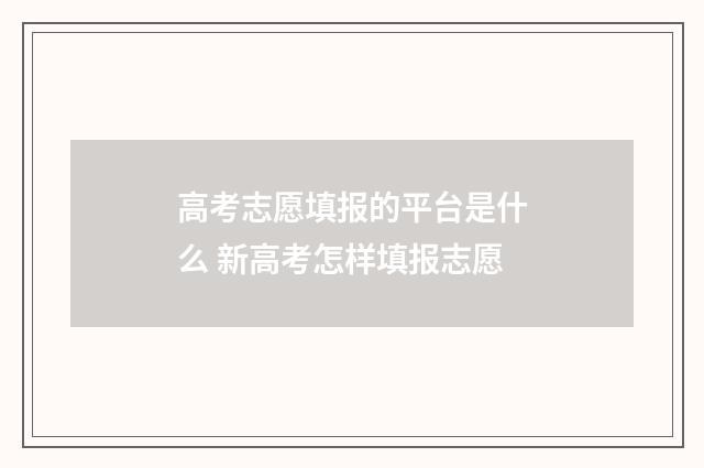 高考志愿填报的平台是什么 新高考怎样填报志愿