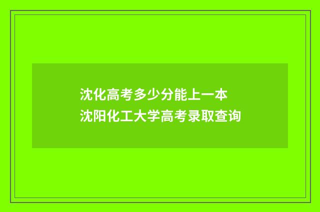 沈化高考多少分能上一本 沈阳化工大学高考录取查询
