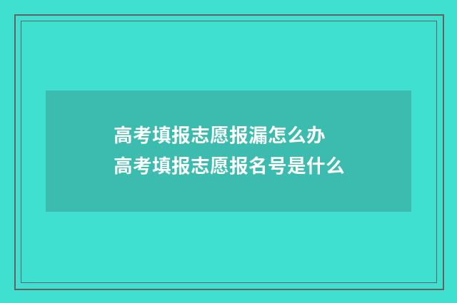 高考填报志愿报漏怎么办 高考填报志愿报名号是什么