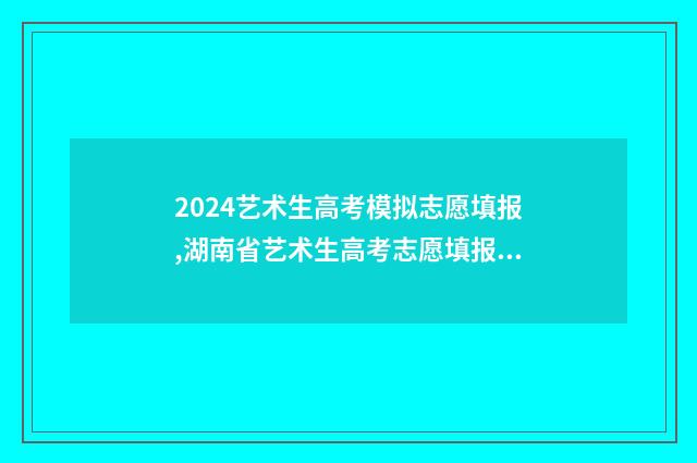 2024艺术生高考模拟志愿填报,湖南省艺术生高考志愿填报模拟演练 2024艺术生高考录取结果查询