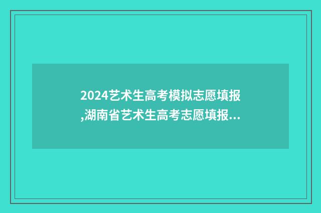 2024艺术生高考模拟志愿填报,湖南省艺术生高考志愿填报模拟演练 2024艺术生高考录取结果查询