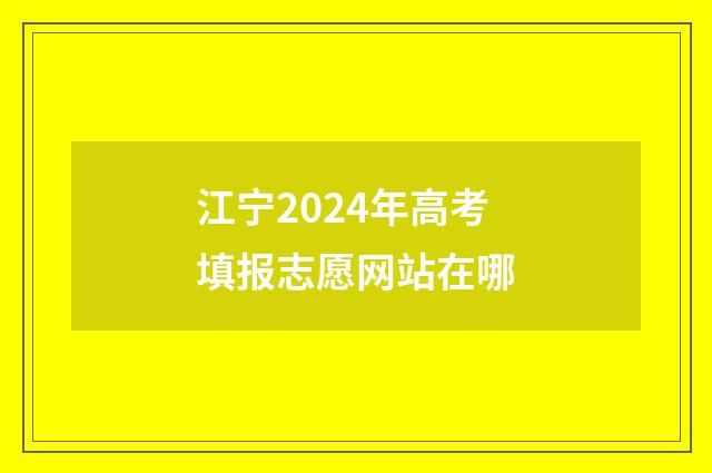 江宁2024年高考填报志愿网站在哪