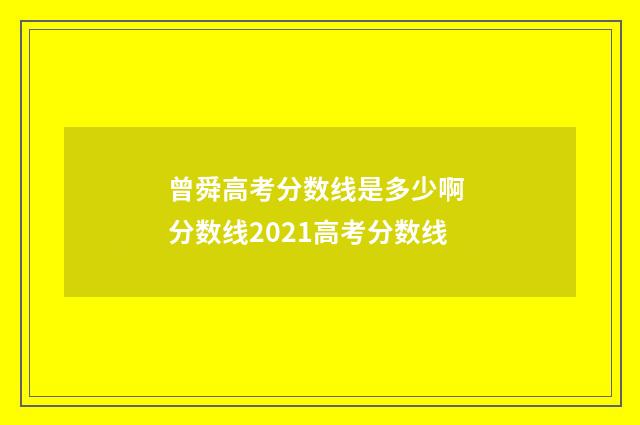 曾舜高考分数线是多少啊 分数线2021高考分数线