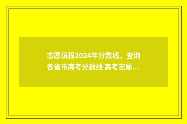 志愿填报2024年分数线，查询各省市高考分数线 高考志愿填报2024年