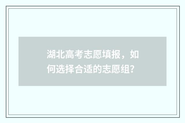 湖北高考志愿填报,如何选择合适的志愿组?
