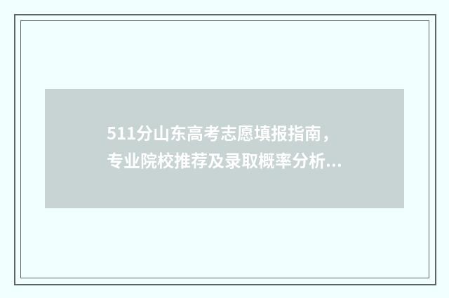 511分山东高考志愿填报指南,专业院校推荐及录取概率分析 山东省高考511分能上什么大学