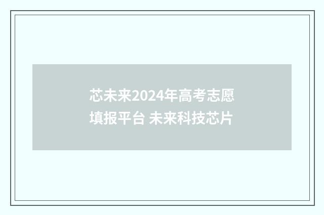 芯未来2024年高考志愿填报平台 未来科技芯片