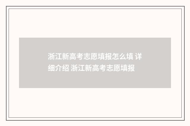 浙江新高考志愿填报怎么填 详细介绍 浙江新高考志愿填报