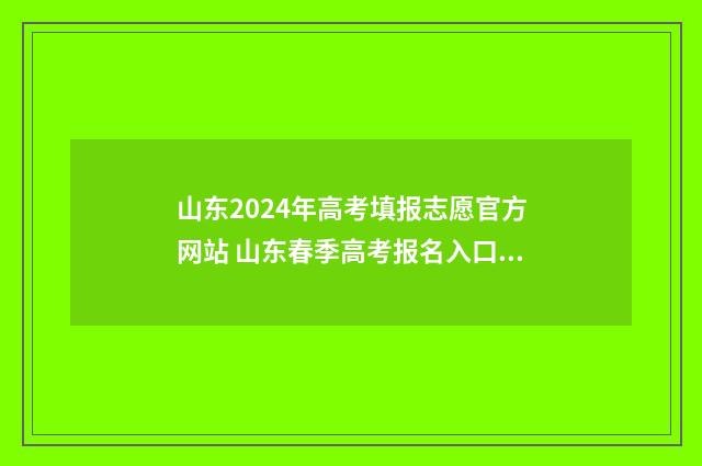 山东2024年高考填报志愿官方网站 山东春季高考报名入口官网