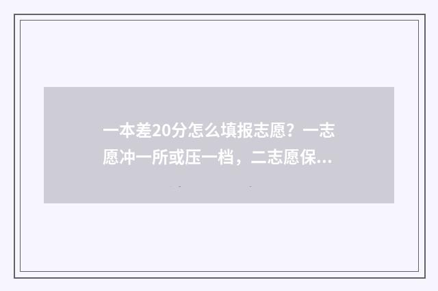 一本差20分怎么填报志愿？一志愿冲一所或压一档，二志愿保一所或冲一档？ 一本差几分可以报一本学校吗