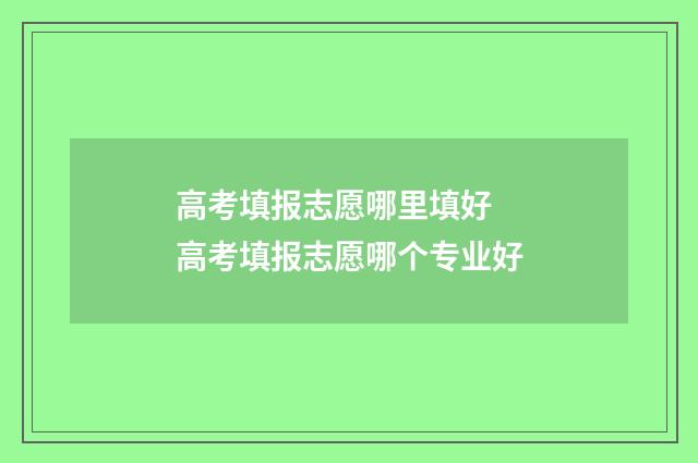 高考填报志愿哪里填好 高考填报志愿哪个专业好