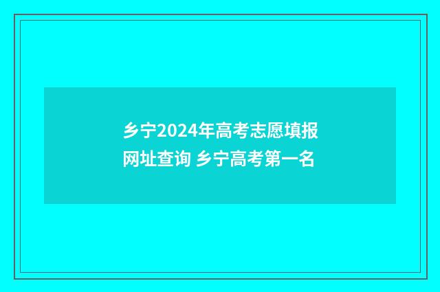 乡宁2024年高考志愿填报网址查询 乡宁高考第一名