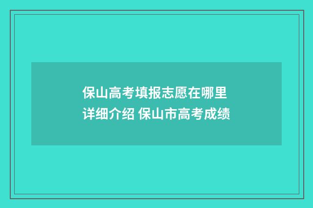 保山高考填报志愿在哪里 详细介绍 保山市高考成绩
