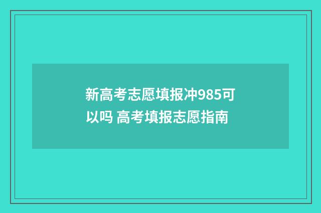 新高考志愿填报冲985可以吗 高考填报志愿指南