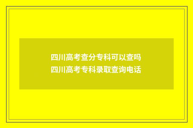 四川高考查分专科可以查吗 四川高考专科录取查询电话