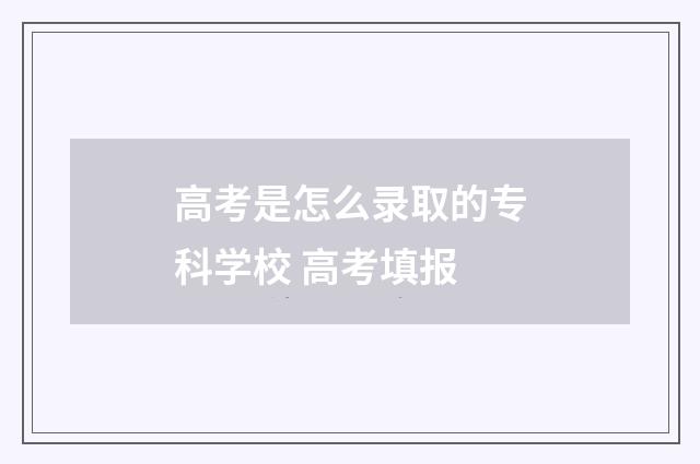高考是怎么录取的专科学校 高考填报