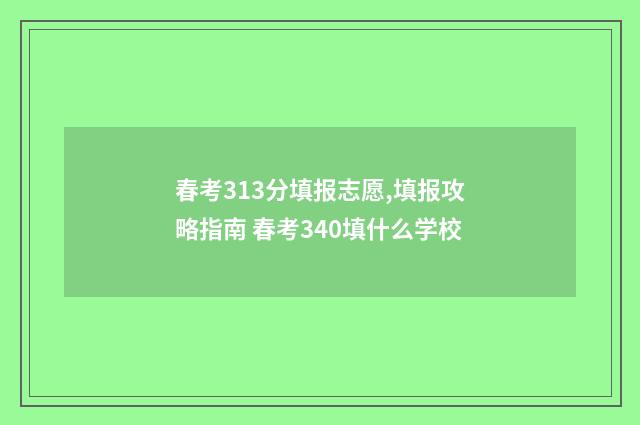春考313分填报志愿,填报攻略指南 春考340填什么学校