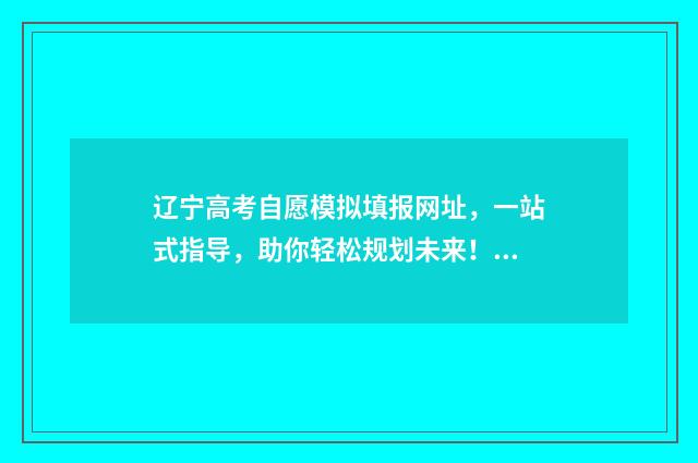 辽宁高考自愿模拟填报网址,一站式指导,助你轻松规划未来! 辽宁高考志愿模拟填报系统入口