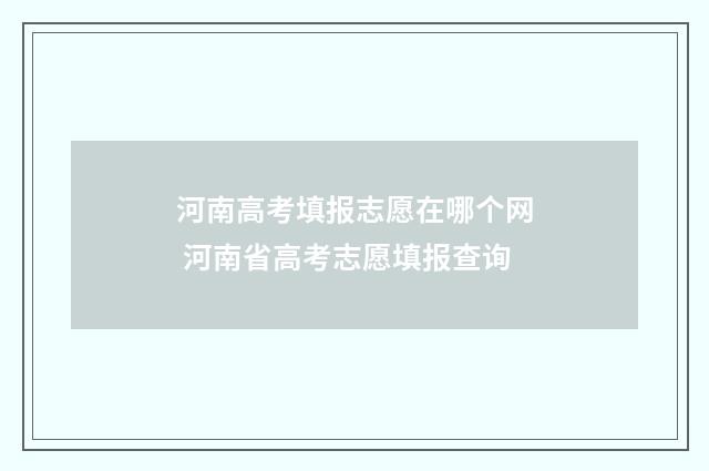 河南高考填报志愿在哪个网 河南省高考志愿填报查询