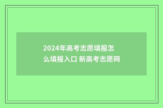 2024年高考志愿填报怎么填报入口 新高考志愿网