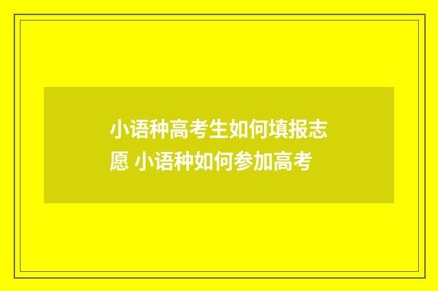 小语种高考生如何填报志愿 小语种如何参加高考