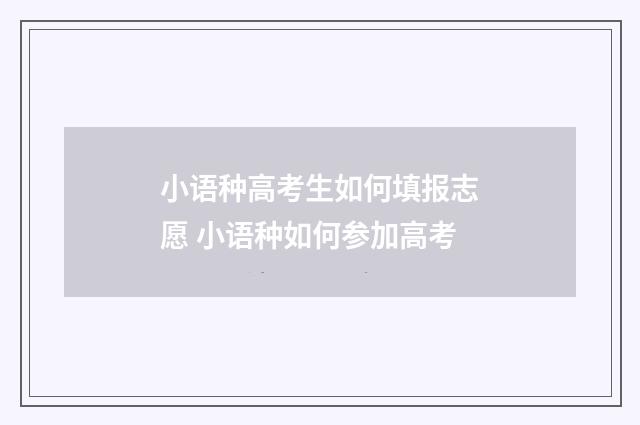 小语种高考生如何填报志愿 小语种如何参加高考
