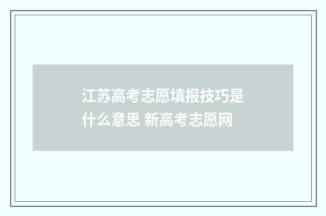 江苏高考志愿填报技巧是什么意思 新高考志愿网