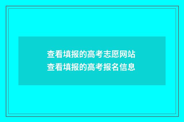 查看填报的高考志愿网站 查看填报的高考报名信息