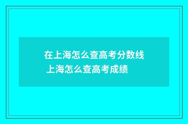 在上海怎么查高考分数线 上海怎么查高考成绩