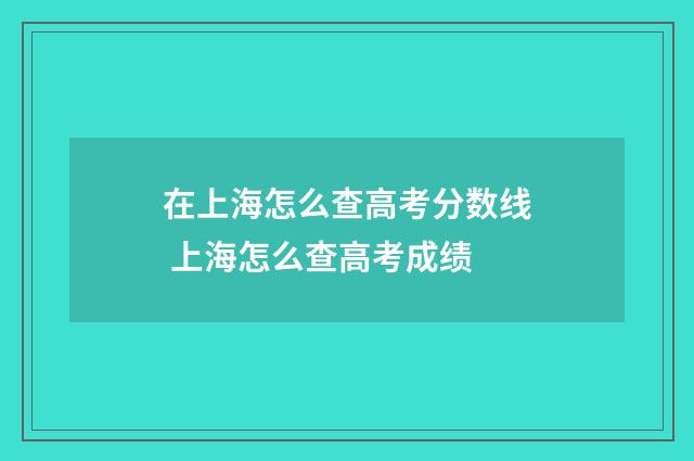 在上海怎么查高考分数线 上海怎么查高考成绩
