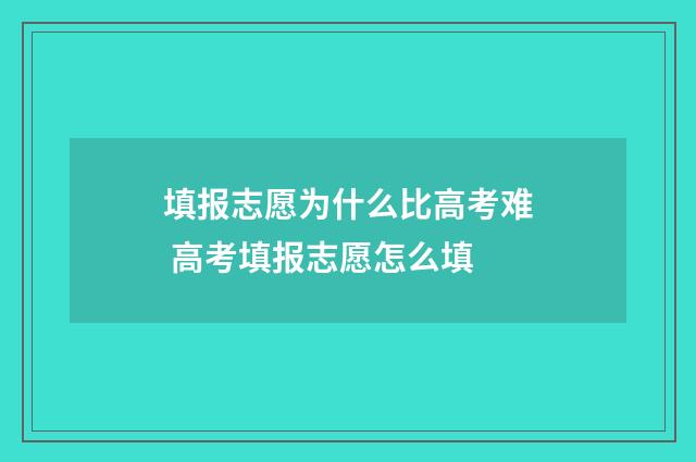 填报志愿为什么比高考难 高考填报志愿怎么填
