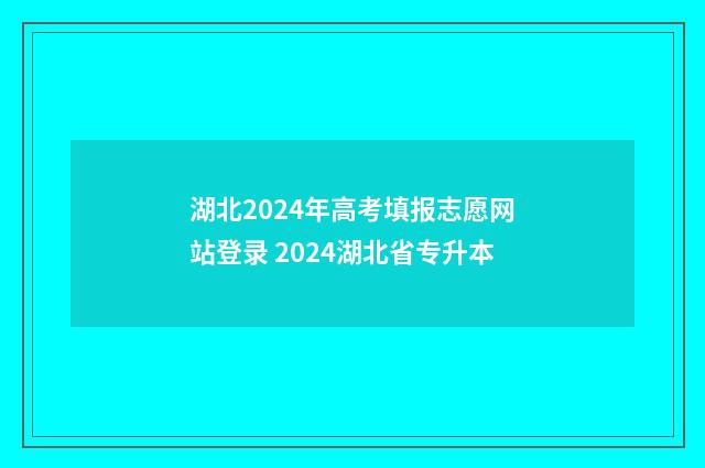 湖北2024年高考填报志愿网站登录 2024湖北省专升本