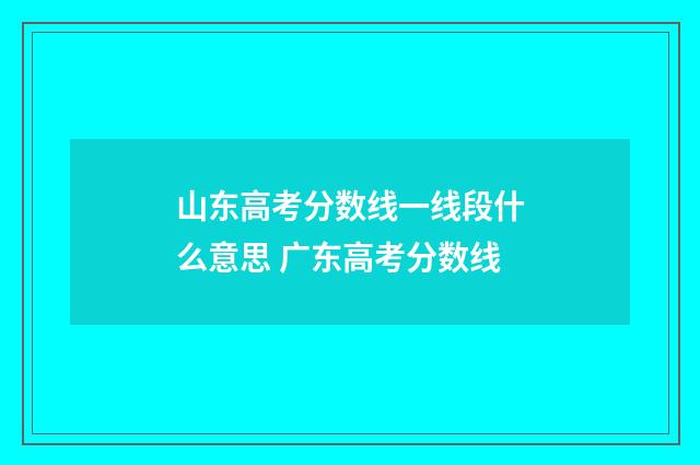 山东高考分数线一线段什么意思 广东高考分数线