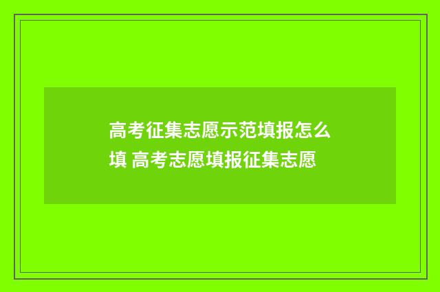高考征集志愿示范填报怎么填 高考志愿填报征集志愿