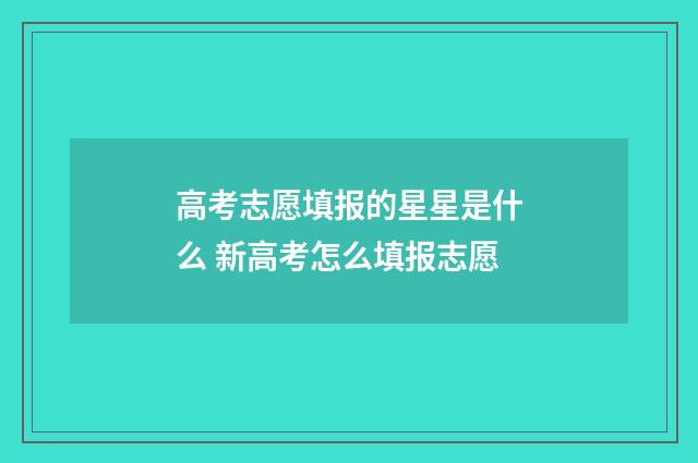 高考志愿填报的星星是什么 新高考怎么填报志愿