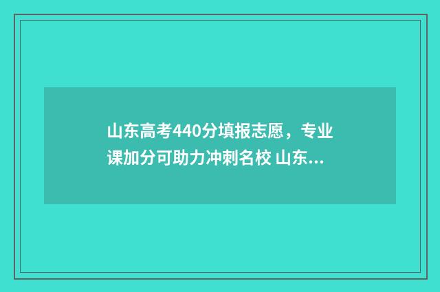 山东高考440分填报志愿，专业课加分可助力冲刺名校 山东高考成绩440能上本科吗