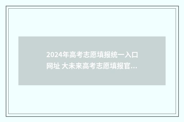 2024年高考志愿填报统一入口网址 大未来高考志愿填报官网