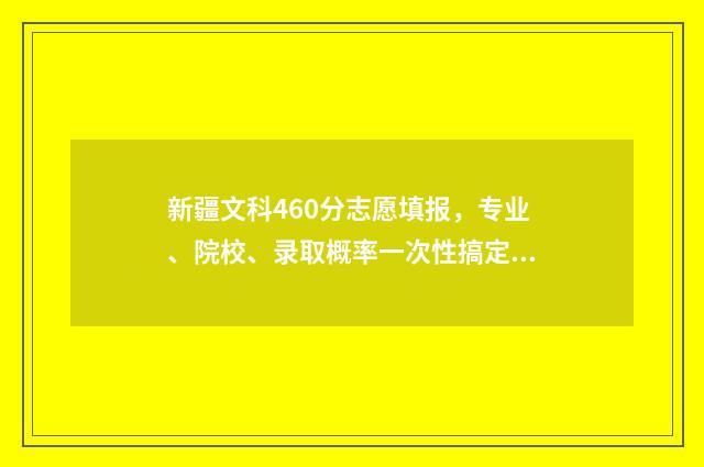 新疆文科460分志愿填报，专业、院校、录取概率一次性搞定！ 新疆文科生400分