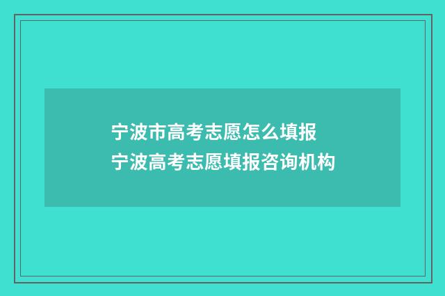 宁波市高考志愿怎么填报 宁波高考志愿填报咨询机构