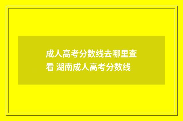 成人高考分数线去哪里查看 湖南成人高考分数线
