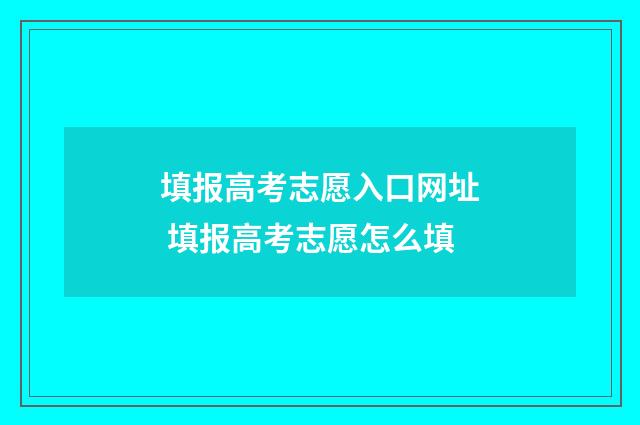 填报高考志愿入口网址 填报高考志愿怎么填