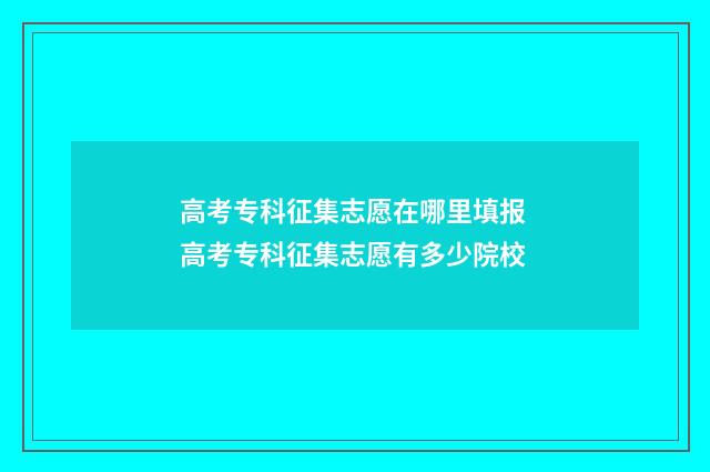 高考专科征集志愿在哪里填报 高考专科征集志愿有多少院校