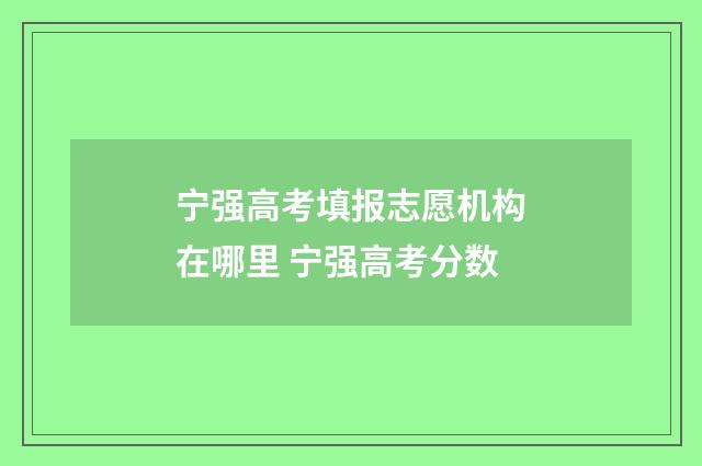 宁强高考填报志愿机构在哪里 宁强高考分数