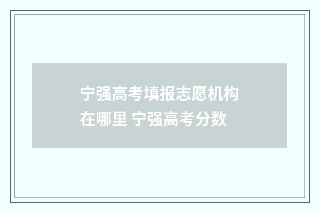 宁强高考填报志愿机构在哪里 宁强高考分数